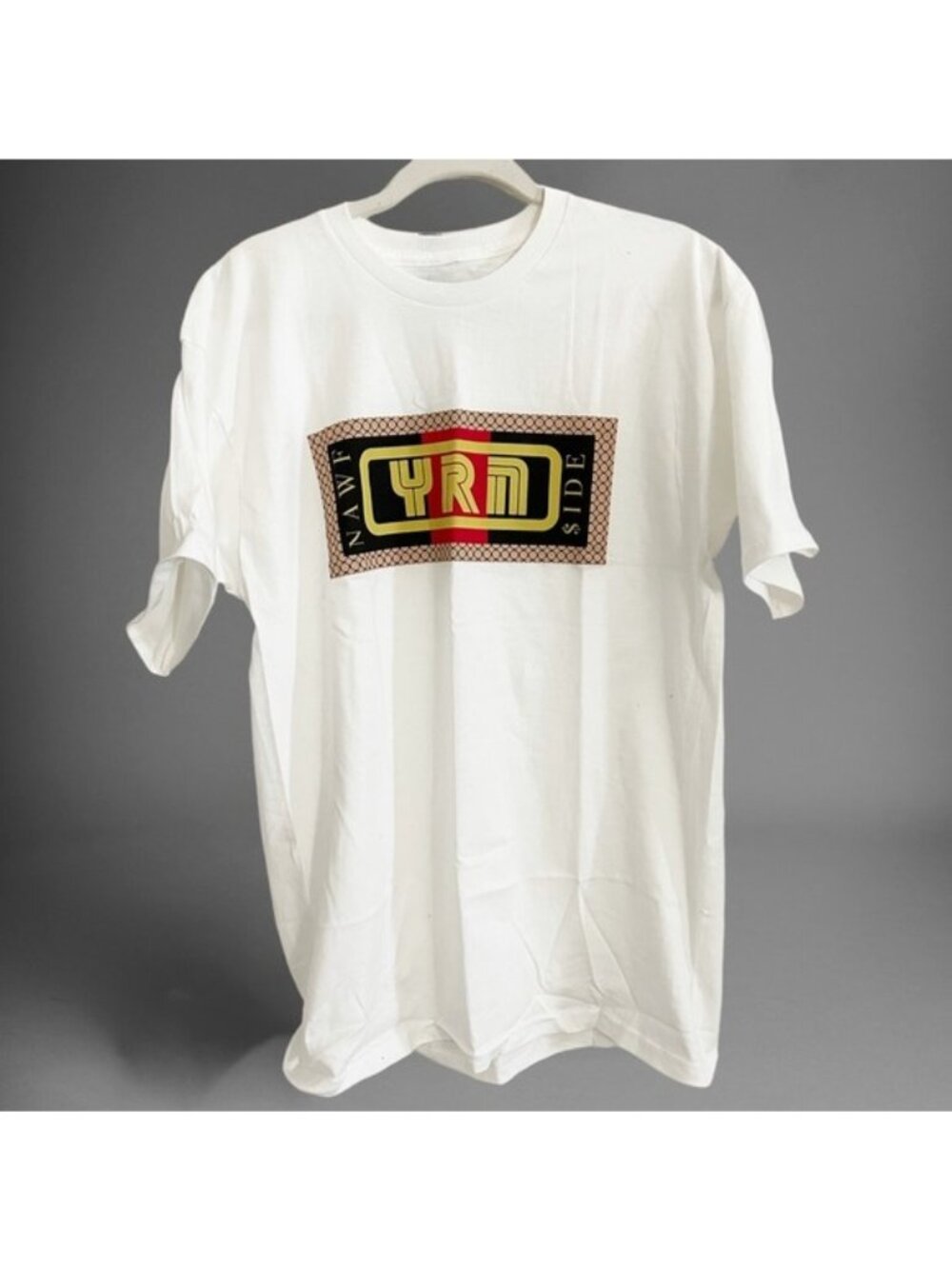 Yung Rich Nation YRN Migos Culture Nawf Side Box Beige Graphic T-Shirt Large